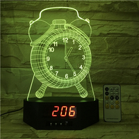 Nouveauté article de décoration d'intérieur grande horloge Base veilleuse 7 couleurs LED lampes acryliques multifonctions