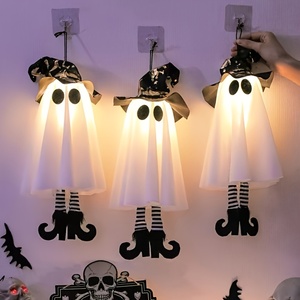 Luces fantasma espeluznantes de Halloween, adornos de fantasma con sombrero de bruja, decoraciones de Halloween iluminadas con LED, adecuadas para jardines exteriores. - Product Image 3