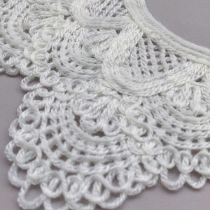 Venta al por mayor Retro Vintage blanco poliéster ahueca hacia fuera desmontable bordado encaje cuello señoras blusa camisa cuello - Product Image 5