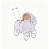 Poussette rétro en rotin pour poupée, décoration de chambre d'enfant, jouets pour poussette, poussette en saule pour poupée, vente en gros