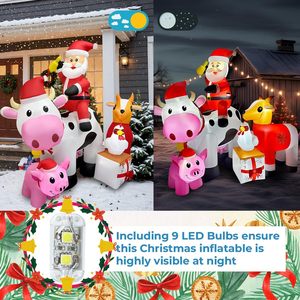 Escena Navideñ<span class=keywords><strong>a</strong></span> Inflable <span class=keywords><strong>de</strong></span> 6 Pies con Santa Claus, Vaca, Cerdo, Pollo y Regalos, con Luces LED para Decoración Interior y Exterior - Product Image 5