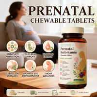 Multivitamines prénatales à croquer OEM ODM avec acide folique et fer, favorisant le développement du cerveau et des yeux chez les femmes enceintes, pour une nutrition quotidienne