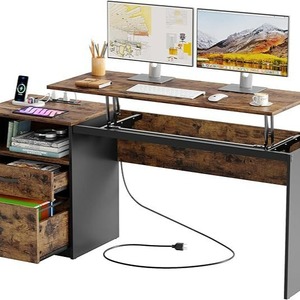 American-style wooden practical gaming <b>desk</b>, adjustable height, suitable for office, bedroom, and home use. - Product Image 3