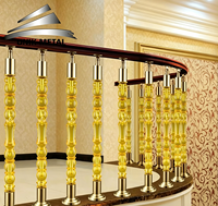 Rampe d'escalier moderne en acrylique cristallin, balustres en verre de luxe, main courante en tube d'acier inoxydable, pour villa et hôtel, finition miroir/satinée