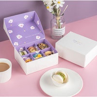 Design personnel rose bleu Rectangle 4*6 pouces Cookies Biscuit Bonbons Muffin Cupcake Livraison de cadeaux Boîte en papier ondulé avec couvercle