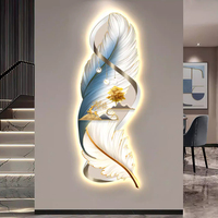 Décoration murale en peinture murale en cristal de porcelaine gravée aux UV avec lumière LED, style moderne et luxueux pour le salon, le couloir et l'entrée