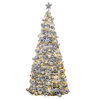 Nouveau modèle JIAXUN, arbre décoratif pliable recouvert de velours, renforcé de PVC, avec lumières LED, design rétractable, arbre de Noël