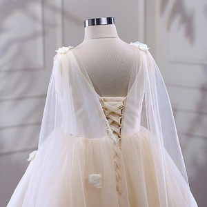 Nastro bianco con perline senza maniche una linea Champagne pizzo su Tulle Chiffon Tutu fiore ragazze bambini abiti da <span class=keywords><strong>sposa</strong></span> per bambine - Product Image 3
