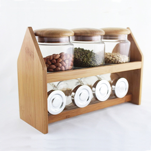 Factory Direct Bamboo 2-tier Spice and Glass Jar <b>Kitchen</b> Storage Organizer <b>Rack</b> - Product Image 5