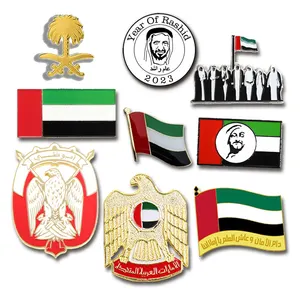 Hot Sale Logo Geschenk Flagge Saudi Metal Souvenirs Dekoration Vereinigte Arabische Emirate Flagge 52 Brosche Abzeichen Dubai Uae National Day Pin