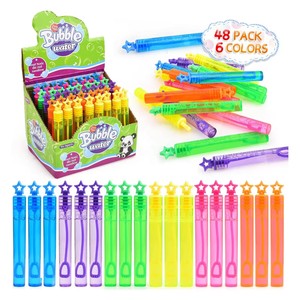 Promotional <b>Bulk</b> Party Favor Toys 48 Pack 6 Colors Star Mini <b>Bubble</b> <b>Wands</b> Assortment for Kids - Product Image 1