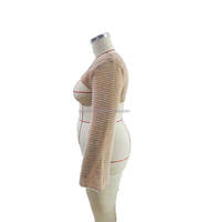 Plus Size Schoudertrui Sexy Gehaakte Crop Top Breigoed Dames Uitgehold Gebreide Trui Met Lange Mouwen Strandkleding