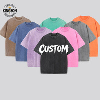 270g Heavyweight garengeverfde gewassen 100% katoenen distressed T-shirt met korte mouwen, lange, wijde pasvorm, Amerikaanse retro stijl, ACID, voor heren