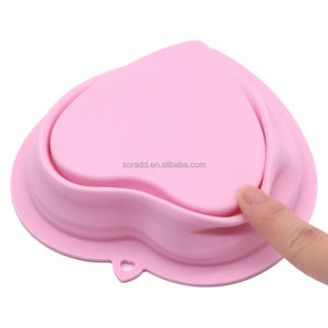 Mangkuk Travel hewan peliharaan silikon dapat dilipat berbentuk hati pengumpan dapat dilipat nyaman untuk kucing dan anjing bepergian mendaki bebas BPA - Product Image 3