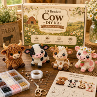 Kit de Manualidades con Cuentas 3D, 4 Piezas, Mini Bolsa, Set para Hacer Figuras con Cuentas, para Principiantes, Adorno de Escritorio Hecho a Mano, Caja de Regalo