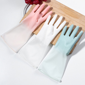 <b>Thin</b> Latex Dishwashing <b>Gloves</b> 30cm Waterproof Household Cleaning <b>Gloves</b> Gradient Color Durable - Product Image 4