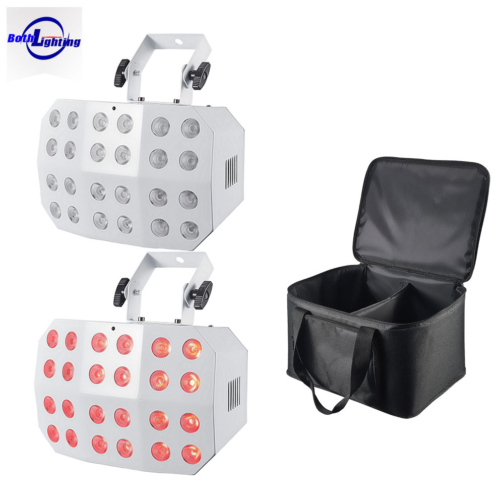 2pcs Bag White Housing 24*12w Spider Wash RGBWA+UV LED Wash DJ Lights Wireless DMX Battery Powered Wedding Stage Event