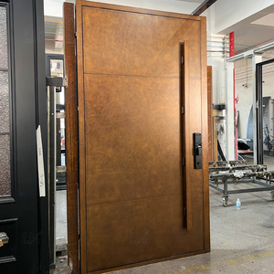 Porta d'Ingresso Minimalista in <span class=keywords><strong>Acciaio</strong></span> con Maniglia Lunga in Bronzo e Serratura Intelligente, Porta Esterna Contemporanea in Alluminio per Villa - Product Image 6