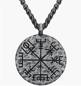 Retro Vintage Stainless Steel Viking Nordic Compass Biker Party Pendant Necklace