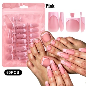 Oferta Especial: Set de 60 <span class=keywords><strong>Uñas</strong></span> Postizas Francesas Cuadradas, <span class=keywords><strong>Uñas</strong></span> Acrílicas de Cobertura Completa <span class=keywords><strong>para</strong></span> Manos y <span class=keywords><strong>Pies</strong></span> - Product Image 5