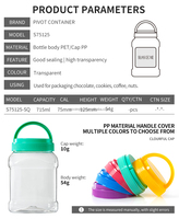 Bocaux en plastique de qualité alimentaire 715 ml carrés avec couvercle à vis transparents, bouteilles PET hermétiques pour le stockage des graines, amandes, céréales et flocons d'avoine