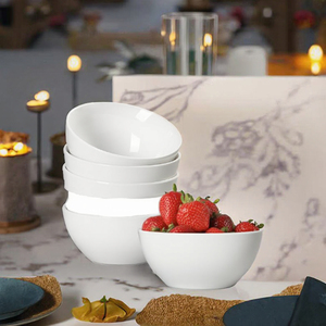 <span class=keywords><strong>ONEMORE</strong></span> Set 6 Weiße Keramik Suppen-, Müsli- und Salatschüsseln 24oz Bleifrei Mikrowellen- und Spülmaschinenfest Servierschüsseln mit Tiefem Inneren - Product Image 2