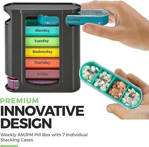 Mini portapillole settimanali portatili per la conservazione di plastica per medicine 28 custodie da viaggio per una facile gestione delle pillole - Product Image 3