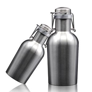 Custom Logo Stainless Steel Take Away Beer Bottle 64Oz Vacuum Non-Insulated Beer Growler With Swing Custom Logo - Product Image 4