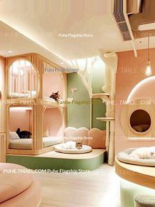Cama infantil de madera maciza de doble capa, estilo casa de árbol, color macaron, de lujo ligero, con <span class=keywords><strong>nido</strong></span> para gatos personalizado, literas para niños - Product Image 4