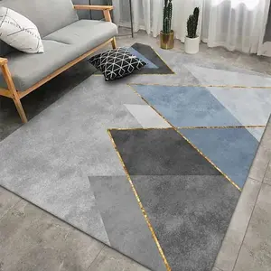 Karpet bidang tumpukan rendah seni Modern, karpet ruang tamu kamar tidur karpet mudah dibersihkan untuk dapur ruang makan ruang cuci, karpet anti-selip