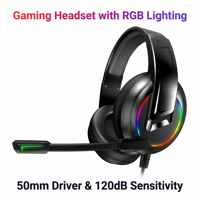 PJT-DEP2522 Casque de jeu sportif pour ordinateur de bureau avec driver dynamique RGB, personnalisé OEM, vente en gros, nouveau modèle 2026, le meilleur