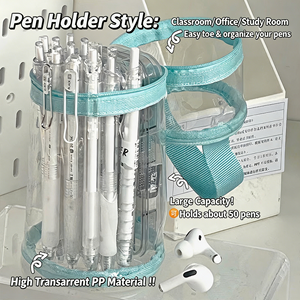 Trousse à crayons transparente 2 en 1, grande capacité, pochette porte-stylo pliable, sac de papeterie pliable pour étudiants et bureau - Product Image 3