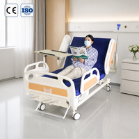 Lit médical manuel à 3 manivelles, multifonctionnel, pour patient, avec table de lit, poteau porte-perfusion et barrières latérales
