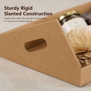 Wholesale Eco Friendly Gift <strong>Basket</strong> Packaging <strong>Kit</strong> Factory Custom Logo Brown Kraft Tray with Clear Bag Gold Bow - Product Image 4