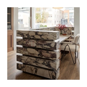 Bureau d'accueil de luxe en marbre naturel moderne de haute qualité, personnalisable pour immeuble de bureaux, hôpital, commerce - Product Image 5