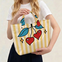 Sac fourre-tout en PVC transparent imperméable motif Cœur Cerise, sac de plage, pochette, sac à main avec nœud, sac de rangement