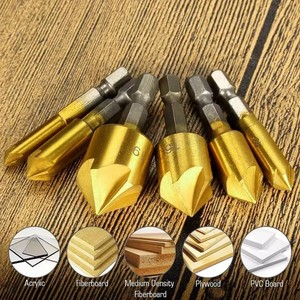 <span class=keywords><strong>1</strong></span>/<span class=keywords><strong>4</strong></span> "Hexagon Shank 82 derajat <span class=keywords><strong>Set</strong></span> mata bor Talang 6-19mm mata bor kerja kayu pemotong Chamfer <span class=keywords><strong>Set</strong></span> mata bor Countersink - Product Image 5