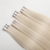 Vente en gros Qualité Luxe 18 Pouces Blonde Soyeuse Bande Droite Naturelle Remy Extensions de Cheveux Vrais Russe Trame de Cheveux Humains