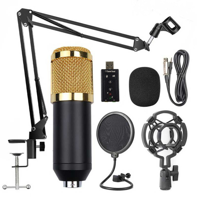 English BM-800 Dynamic Lavalier Microphone + XLR Sound Card Cross-Border Streamer Karaoke Computer Recording Stand Live