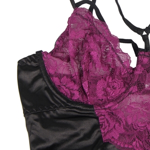 Plus ขนาด Underwire ผู้หญิงสีม่วงร้อนโปร่งใสราคาถูก Garter เพศเซ็กซี่ชุดชั้นในลูกไม้ Eye <span class=keywords><strong>Mask</strong></span>