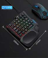 Clavier de jeu mécanique USB filaire à une main pour e-sport avec éclairage arc-en-ciel pour gaucher - Vente en gros