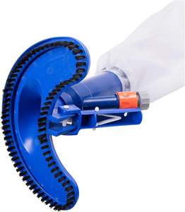 Cabezal de Aspiradora para Piscina GYDACO de Nailon Azul, Diseño de Media Luna con Cepillo Inferior, Bolsa Filtrante y Clips EZ, Limpiador de Piscinas - Product Image 2