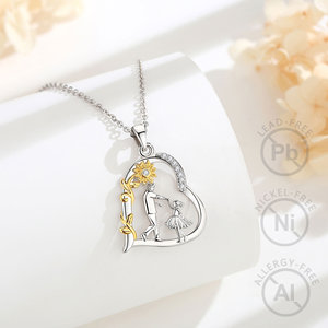 Merryshine Regalo del Día del Padre Collar de Cobre con Colgante de Corazón de Girasol y Circonita Cúbica para Papá e Hija, Joyería de Papá y Mamá - Product Image 5