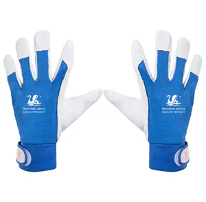 High Quality Goat Leather Garden Gloves with Elastic Fabric Back and Cuff Safety Gardening Work Glove