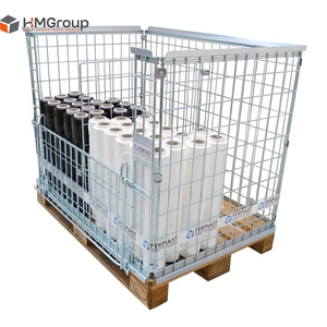 כלוב אחסון מתקפל ממתכת מגולוונת להובלה במחסן - Product Image 5