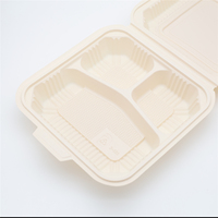 Boîte d'amidon de maïs à 3 compartiments de 9 pouces, à emporter, à clapet biodégradable compostable, 1500ML