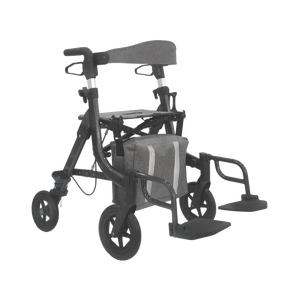 フットレスト付き高齢者大人用2 in 1ローラーウォーカー & トランスポート車椅子、軽量折りたたみ式ローリングウォーカー - Product Image 1