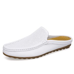 Sandalias de cuero genuino para hombre, mocasines sin talón, de cuero vacuno crudo al por mayor, OEM - Product Image 6
