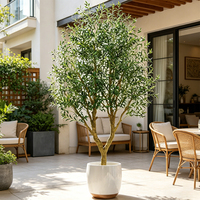 Olivier en plastique d'intérieur et d'extérieur avec feuillage dense, texture naturelle, durable et imperméable pour hôtel de luxe, hall d'entrée, jardin sur le toit