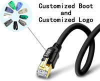 20ft Cat8 SFTP kabel Patch 26AWG tembaga terbaik kabel komunikasi RJ45 Cat8 berlapis emas 40Gbps 2000Mhz kabel Internet